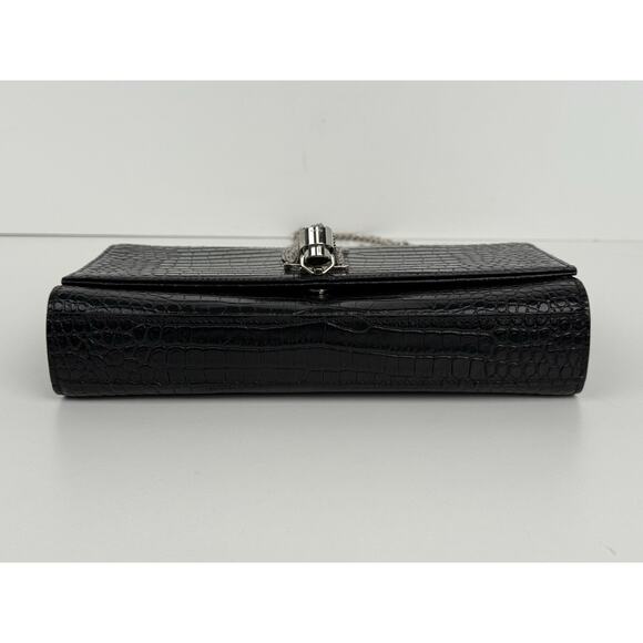 Saint Laurent Kate Tassel Croc-Embossed Leather Shoulder Bag in Black - Picture 12 of 16